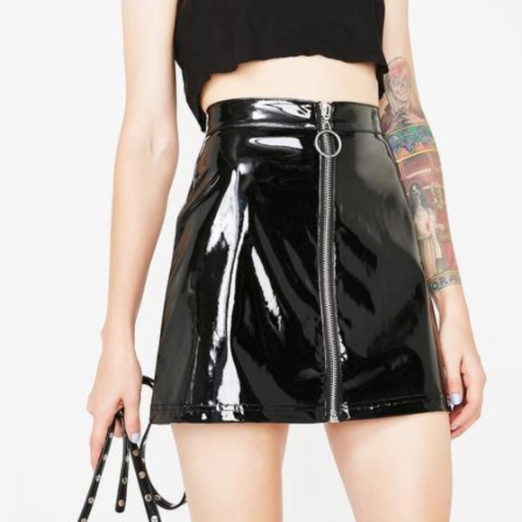 Current Mood Dolls Kill Inferno Angel Vinyl Skirt - Picture 7 of 7